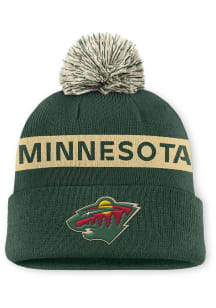 Minnesota Wild Green 2024 Authentic Pro Rink W Cuff Pom Womens Knit Hat