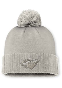 Minnesota Wild Ivory 2024 Authentic Pro Road Tonal W Cuff Pom Womens Knit Hat