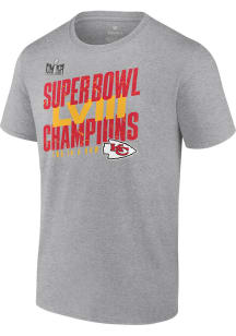 Kansas City Chiefs Grey Super Bowl LVIII Champions Iconic Victory Short Sleeve T Shirt