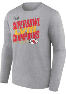 Kansas City Chiefs Grey Super Bowl LVIII Champions Iconic Victory Long Sleeve T Shirt