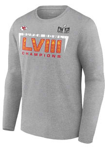 Kansas City Chiefs Grey Super Bowl LVIII Champions Counting Points Long Sleeve T Shirt