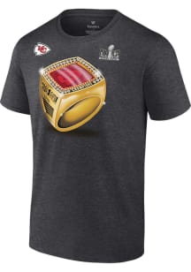 Kansas City Chiefs Charcoal Super Bowl LVIII Champions Ring Season Short Sleeve T Shirt