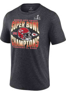 Kansas City Chiefs Charcoal Super Bowl LVIII Champions Own the Moment Short Sleeve Fashion T Shi..