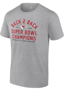Kansas City Chiefs Grey Super Bowl LVIII Champions Back 2 Back Short Sleeve T Shirt
