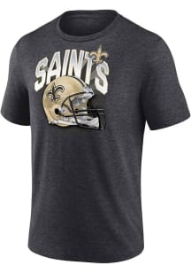 New Orleans Saints Charcoal Iconic Triblend End Around Short Sleeve Fashion T Shirt