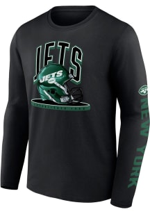 New York Jets Black Cotton Helmet Platform Long Sleeve T Shirt