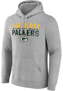 Green Bay Packers Mens Grey Wordmark Long Sleeve Hoodie