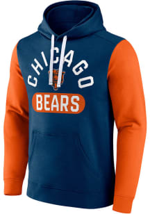 Chicago Bears Mens Navy Blue Colorblock  Fleece POH Long Sleeve Hoodie