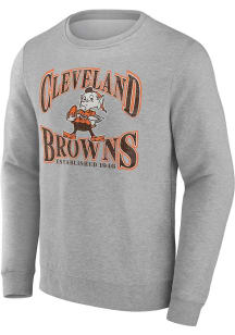 Cleveland Browns Mens Grey Playability Retro Logo Long Sleeve Crew Sweatshirt