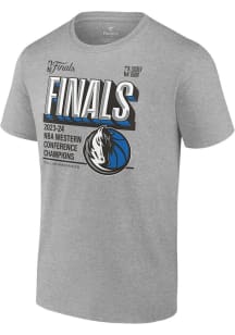 Dallas Mavericks Grey 2024 Conference Champions Locker Room Post Up Short Sleeve T Shirt