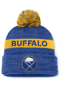 Buffalo Sabres Blue 2024 Authentic Pro Rink Cuff Pom Mens Knit Hat