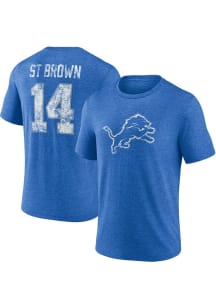 Amon-Ra St. Brown Detroit Lions Blue Heritage Short Sleeve Fashion Player T Shirt