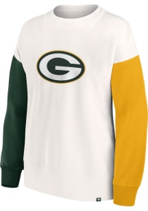 Green Bay Packers Womens White Touchdown Crew Sweatshirt