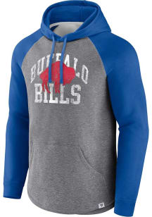 Buffalo Bills Mens Grey Heritage Raglan Retro Logo Fashion Hood