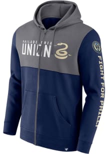 Philadelphia Union Mens Navy Blue Fleece Long Sleeve Zip Fashion