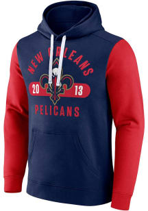 New Orleans Pelicans Mens Navy Blue Color Block Long Sleeve Hoodie