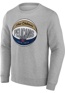 New Orleans Pelicans Mens Grey True Classics Long Sleeve Crew Sweatshirt