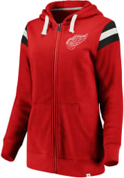 Detroit Red Wings Womens Red Retro Stripe Fleece Long Sleeve Full Zip Jacket