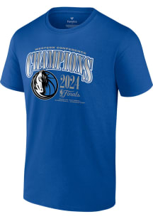 Dallas Mavericks Blue 2024 Conference Champions Behind the Back Pass Short Sleeve T Shirt