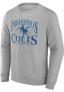 Indianapolis Colts Mens Grey True Classics Playability Retro Logo Long Sleeve Crew Sweatshirt