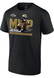 Lamar Jackson Baltimore Ravens Black 2023 REGULAR SEASON MVP Short Sleeve Player T Shirt