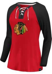 Chicago Blackhawks Womens Red Iconic Break Out Play LS Tee