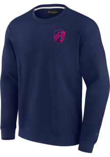St Louis City SC Mens Navy Blue Signature Fleece Long Sleeve Crew Sweatshirt