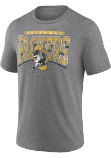 Green Bay Packers Grey Heritage Cotton Warped Block Short Sleeve Fashion T Shirt
