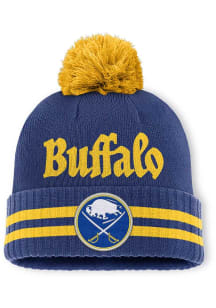 Buffalo Sabres Blue Blind Side Cuff Pom Mens Knit Hat