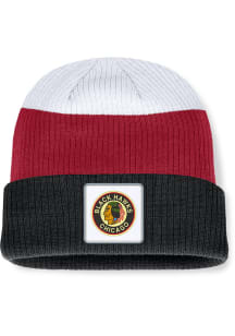 Chicago Blackhawks Black Showboat Stripe Cuff Mens Knit Hat