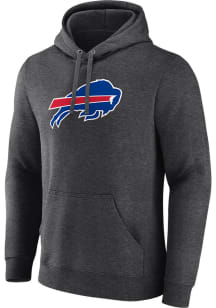 Buffalo Bills Mens Charcoal Cotton Fleece Primary Logo Long Sleeve Hoodie