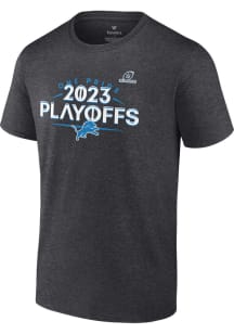 Detroit Lions Charcoal 2023 Playoff Participant Short Sleeve T Shirt