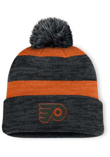 Philadelphia Flyers Black Red Line Stripe Cuff Pom Mens Knit Hat