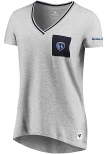Sporting Kansas City Womens Grey Pocket Short Sleeve T-Shirt
