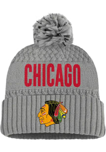 Chicago Blackhawks Grey Tilly Cuff Pom Womens Knit Hat