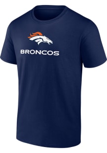 Denver Broncos Navy Blue Team Lockup Short Sleeve T Shirt
