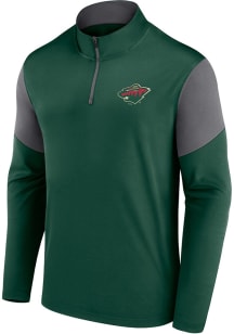 Minnesota Wild Mens Green Fundamental Long Sleeve Qtr Zip Pullover