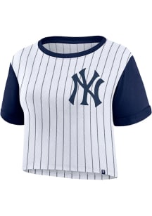 New York Yankees Womens White Pinstripe Short Sleeve T-Shirt