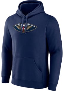 New Orleans Pelicans Mens Navy Blue Official Logo Long Sleeve Hoodie