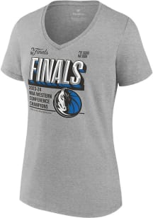 Dallas Mavericks Womens Grey 2024 Conference Champs Locker Room Short Sleeve T-Shirt