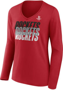 Houston Rockets Womens Red Drive Forward LS Tee