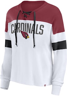 Arizona Cardinals Womens White Lace Up LS Tee