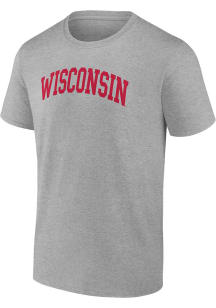 Wisconsin Badgers Arch Name Short Sleeve T Shirt - Grey