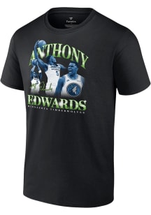 Anthony Edwards Minnesota Timberwolves Black Vintage 90s Short Sleeve Player T Shirt