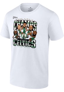 Boston Celtics White 2024 Finals Champions Pull Up Jumper Short Sleeve T Shirt