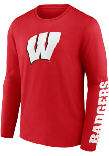 Mens Red Wisconsin Badgers Primary Logo Tee