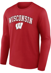 Mens Red Wisconsin Badgers Arch Name and Logo Tee