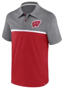 Mens Red Wisconsin Badgers Fundamentals Streaky Short Sleeve Polo Shirt