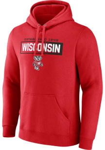 Mens Red Wisconsin Badgers Down The Field Hooded Sweatshirt