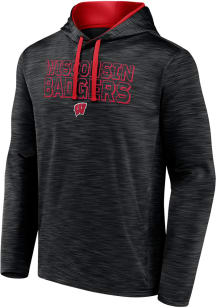 Mens Black Wisconsin Badgers Poly Fleece Long Sleeve Hoodie